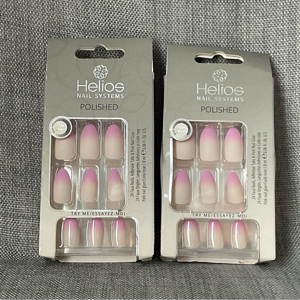 Helios Nail System Press on Nails Ombré Pink Polish Artificial Faux Nail Kit